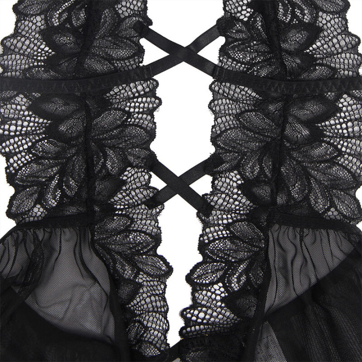 Subblime - Teddy Halter Neck Bare Back Lace Black l/xl