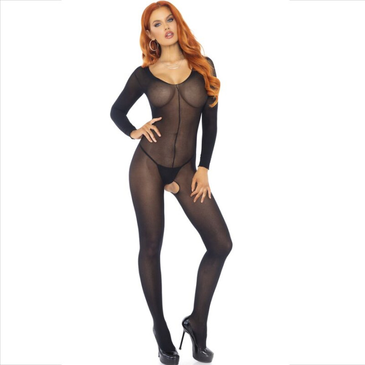 Leg Avenue - Bodystocking Manga Comprida Preto