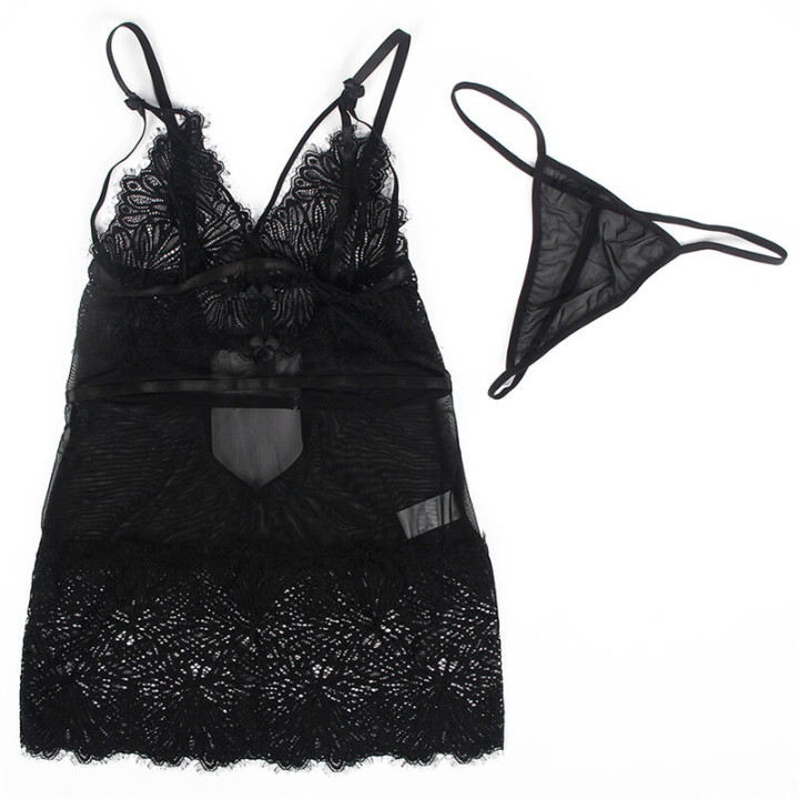 Subblime - Babydoll With Adjustable Lace Straps Black s/m