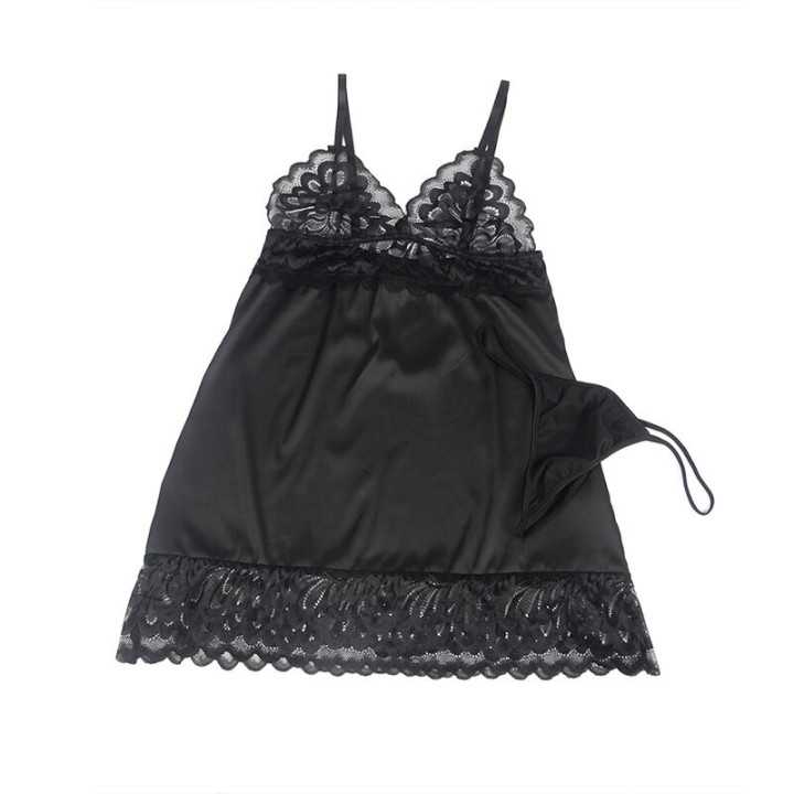 Subblime - Babydoll Avec Poitrine Imprimé Fleuri Noir s/m