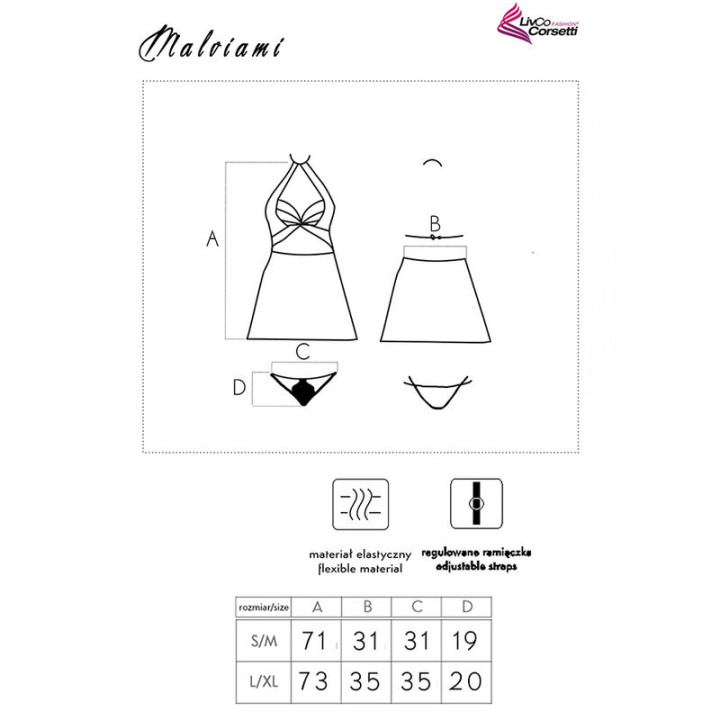 Livco Corsetti Fashion - Malviami lc 90625 Camicia + Panty Nero l/xl