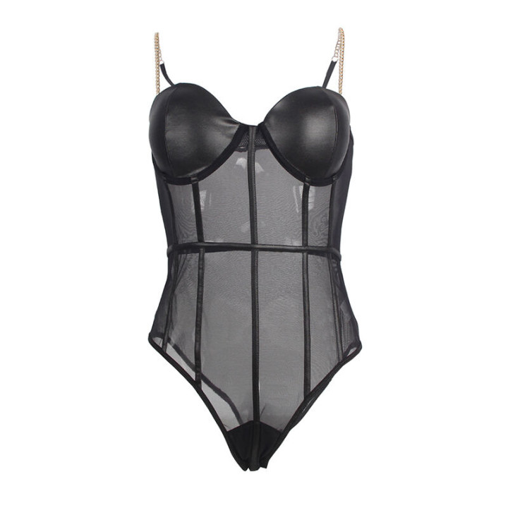 Subblime - Black Chain Suspenders Bodysuit s/m