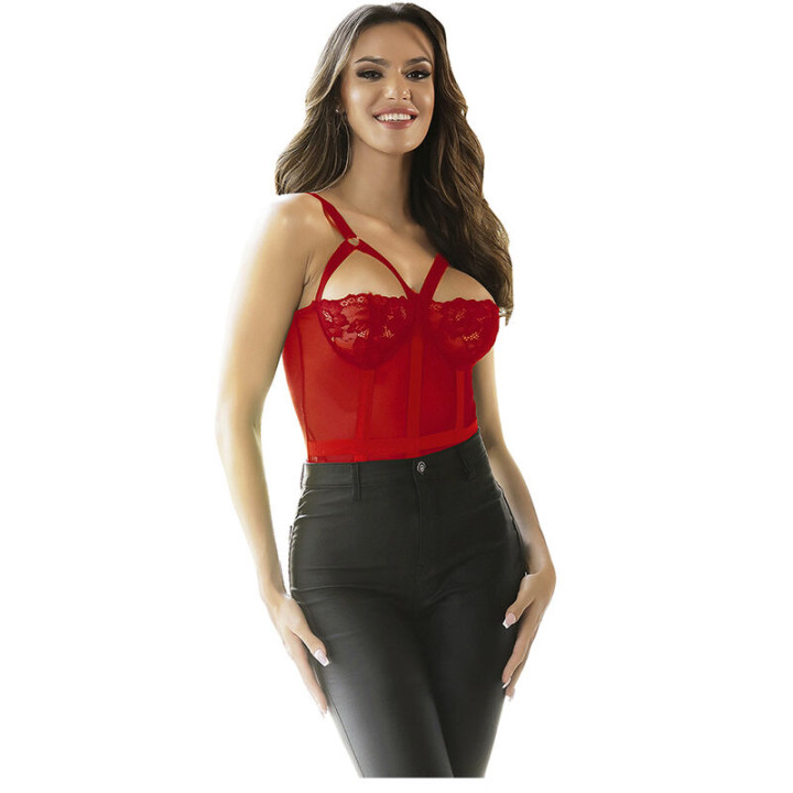 Subblime - Teddy With Garter Strap Detail Chest Red s/m