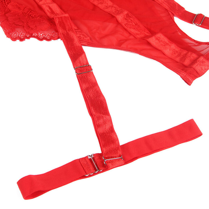 Subblime - Teddy Mit Strumpfband-Detail Brust Rot s/m