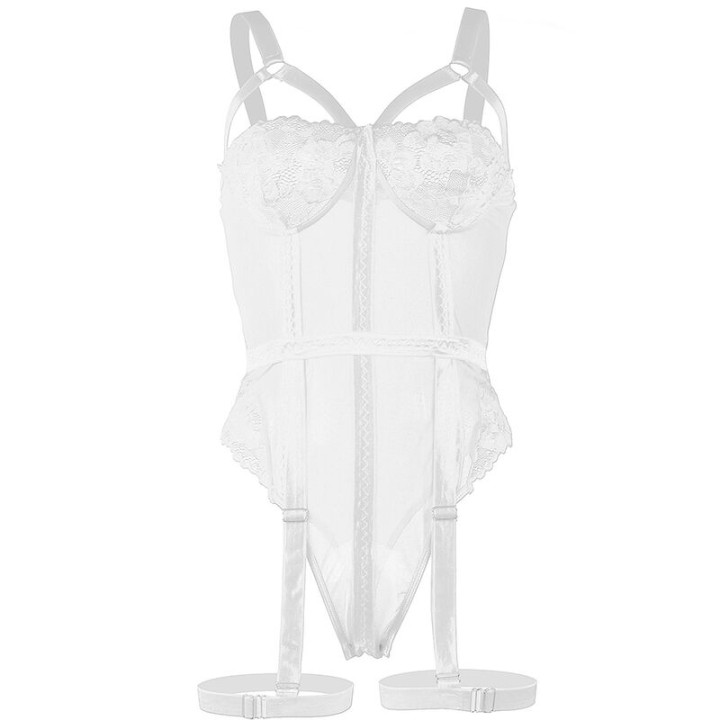 Subblime - Teddy Avec Jarretière Détail Poitrine Blanc s/m