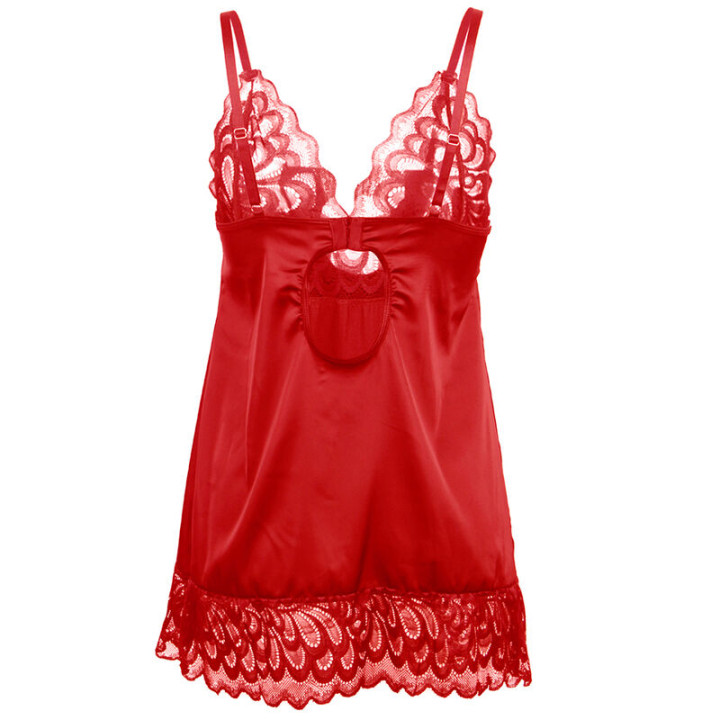 Subblime - Babydoll de Cetim Com Renda Vermelha s/m