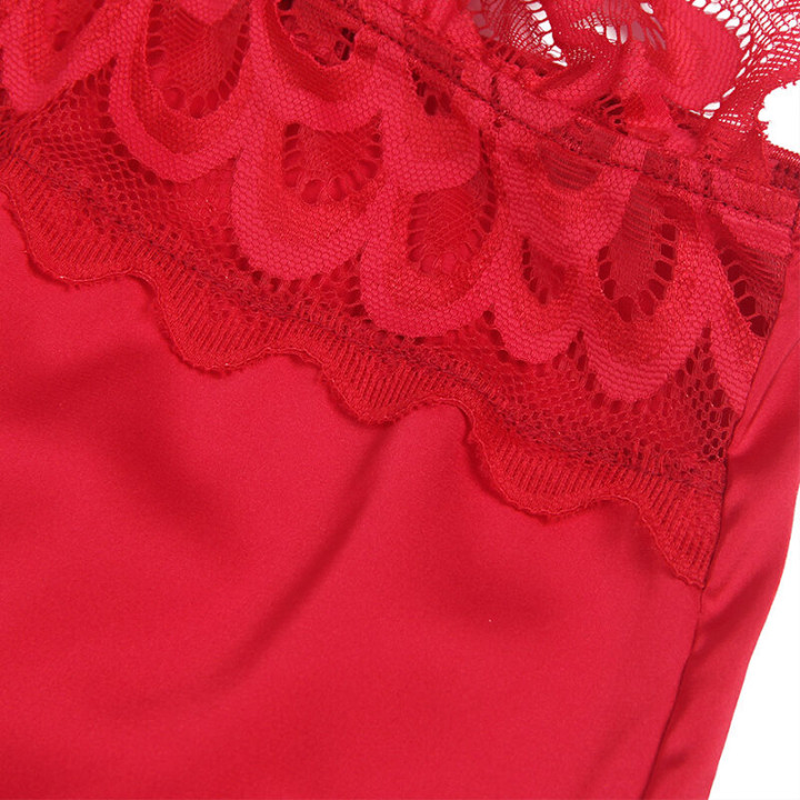 Subblime - Babydoll de Cetim Com Renda Vermelha s/m