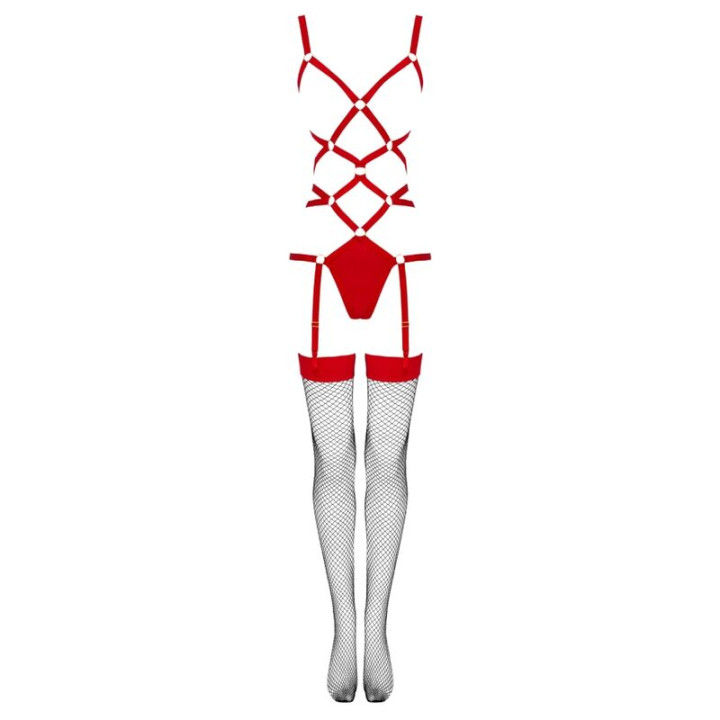 Livco Corsetti Fashion - Thiara lc 20213 Set Body + Strümpfe Rot l/xl