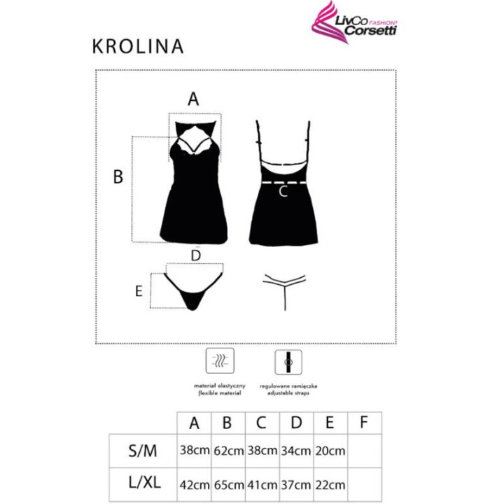 Livco Corsetti Fashion - Krolina lc 90734 Chemise + String Noir s/m