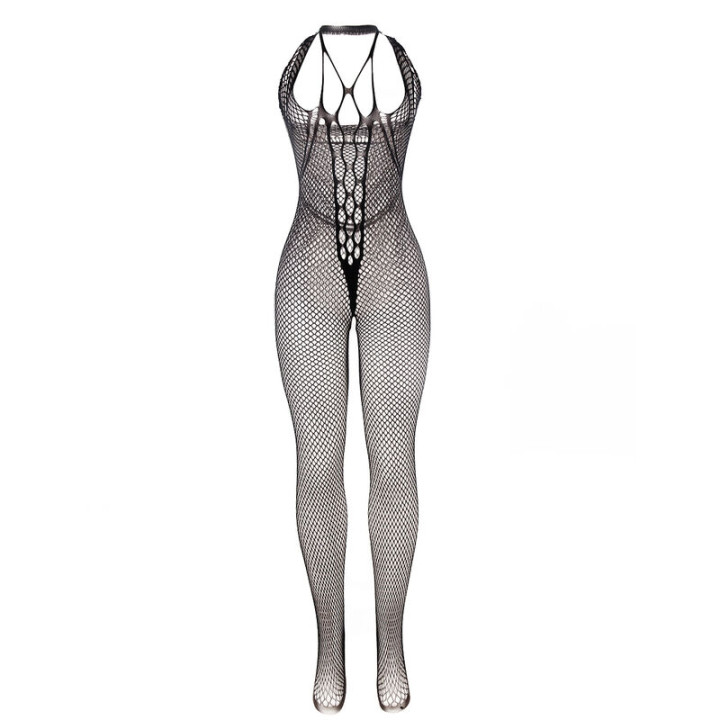 Subblime - 951788 Bodystocking Longo de Rede Com Tiras no Peito e Nas Costas Preto Tamanho Único