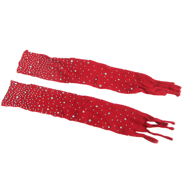 Subblime - 952181 Bodystocking de Rede Com Luvas e Diamantes Vermelho Tamanho Único