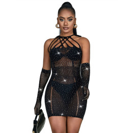 Subblime - 952235 Netzkleid Mit Strass Schwarz Einheitsgrösse