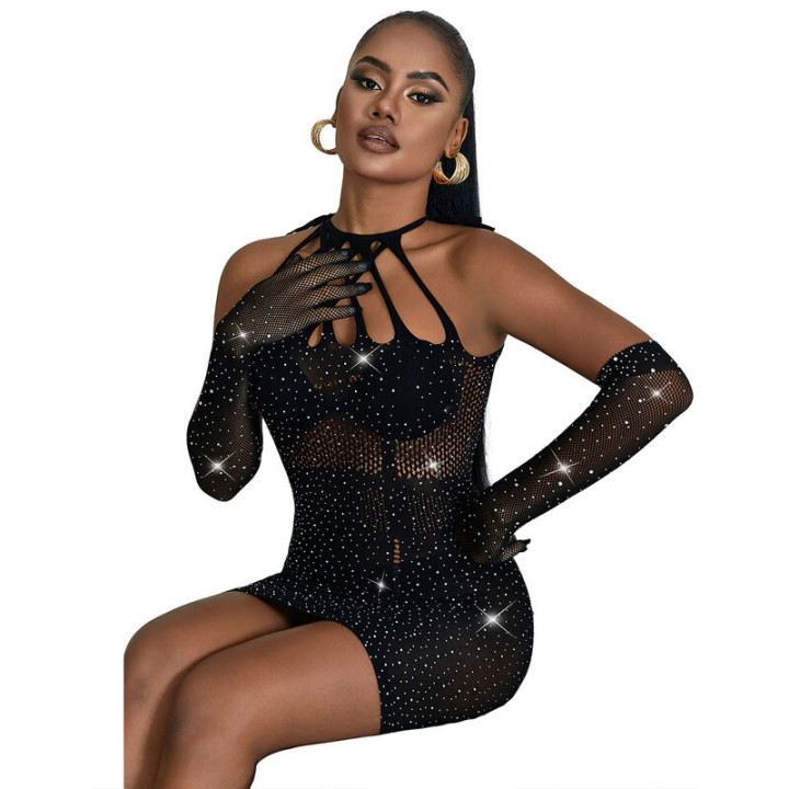 Subblime - 952235 Netzkleid Mit Strass Schwarz Einheitsgrösse