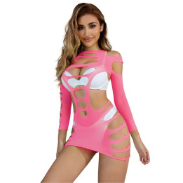 Subblime - 952273 Langrmeliger Elastischer Netz-Kleid Rosa Eine Grösse