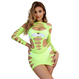 Subblime - 952280 Grün Langrmeliger Elastischer Netz-Kleid Eine Grösse