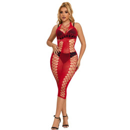 Subblime - 952327 Langes Rotes Netz-Kleid Eine Grösse