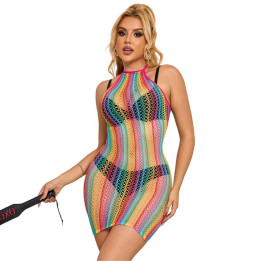 Subblime - 952341 Regenbogen-Netz-Kleid Eine Grösse