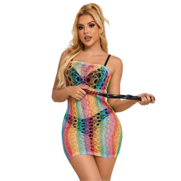 Subblime - 952365 Rainbow Bare Shoulder Fishnet Vestido Tamanho Único