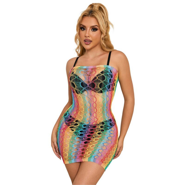 Subblime - 952365 Vestito a Rete Con Spalle Nude Arcobaleno Taglia Unica