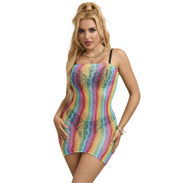 Subblime - 952457 Rainbow Off Shoulder Rmelloser Netz Kleid Eine Grösse