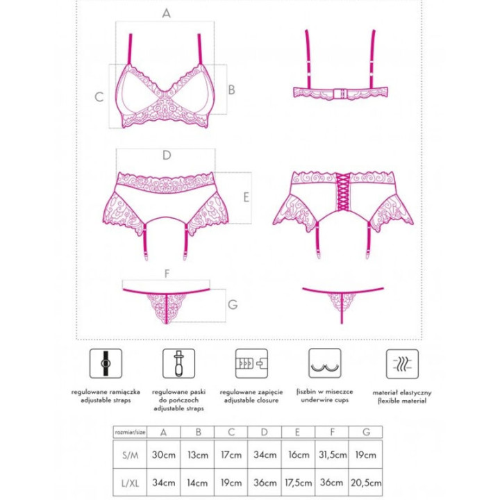 Livco Corsetti Fashion - Nahir lc 20214 Sutiã + Calcinha + Cinto-Liga s/m