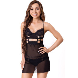 Livco Corsetti Fashion - Maia 20247 Babydoll + Tanga Preta l/xl