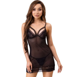 Livco Corsetti Fashion - Melisenda cf 1709 Accappatoio + Camicia + Perizoma Nero s