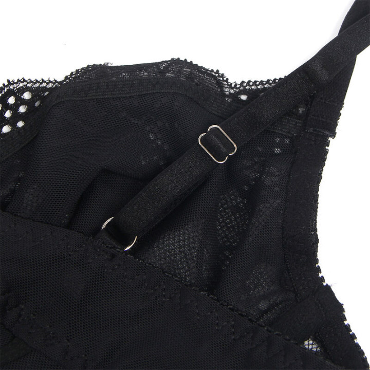 Subblime - 955618 Lace Bodysuit With Bottom Closure Black s/m
