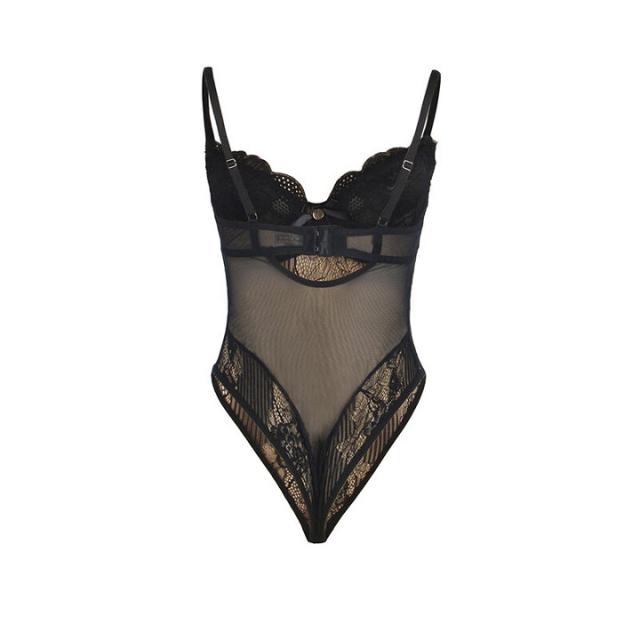 Subblime - 955625 Lace Bodysuit With Bottom Closure Black l/xl