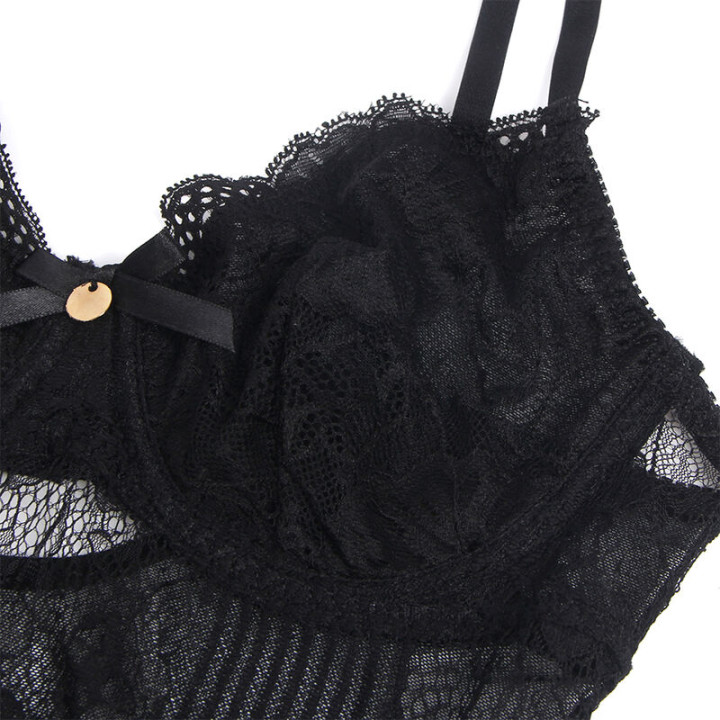 Subblime - 955625 Lace Bodysuit With Bottom Closure Black l/xl