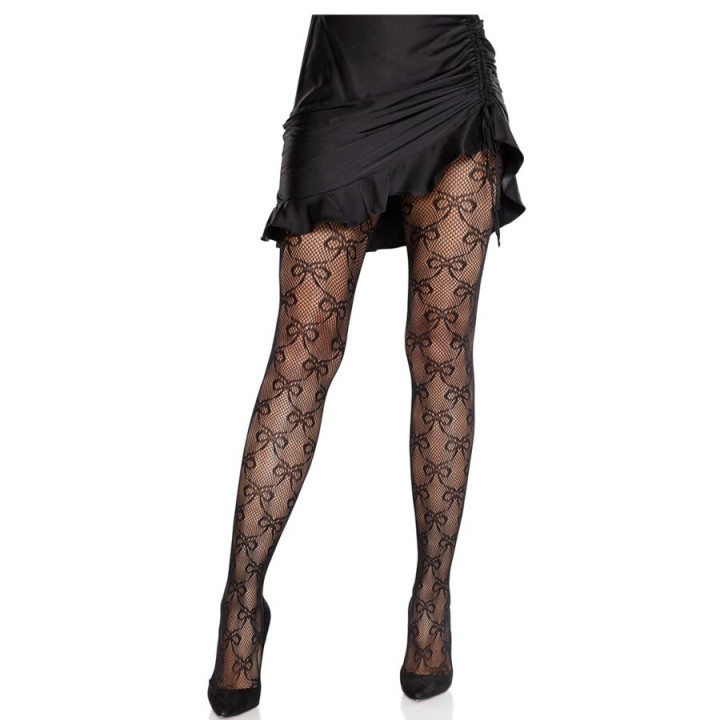 Leg Avenue - Meia-Calça Arrastão Com Laço Preto