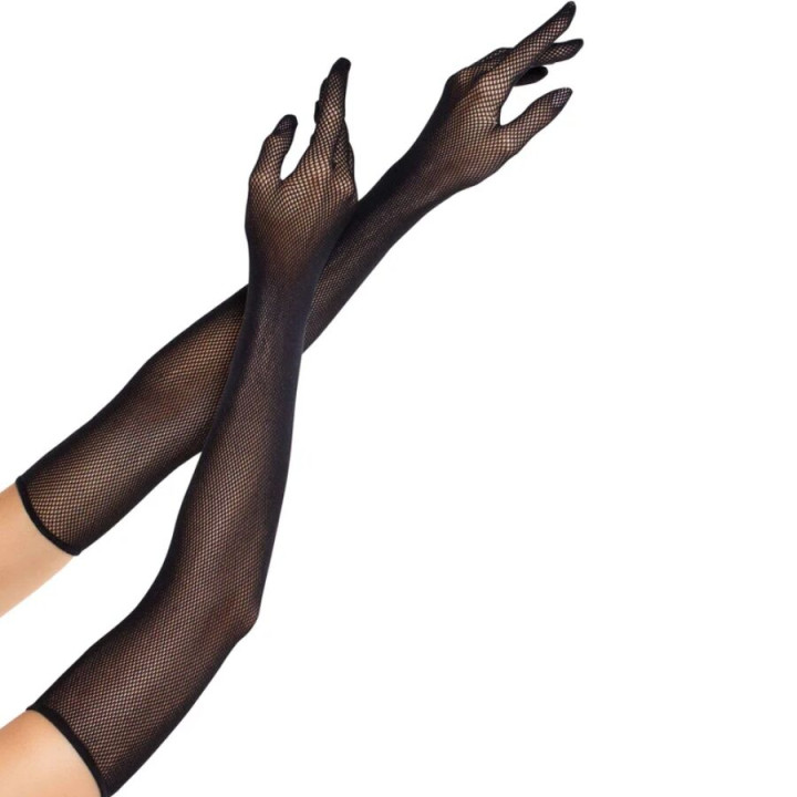 Leg Avenue - Gants Longs en Réseille Opera Noirs