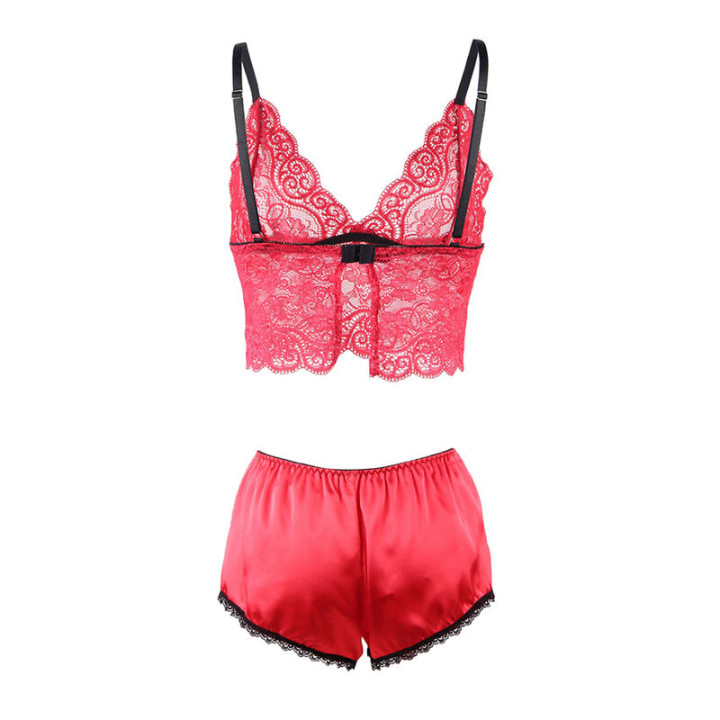 Subblime - 953898 Camicia da Notte in Seta e Pizzo + Slip Rosso s/m