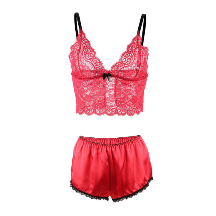 Subblime - 953904 Camisola de Seda e Renda + Calcinha Vermelha l/xl