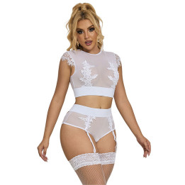 Subblime - 954048 bh + Höschen Mit Strumpfgürtel Weiss l/xl
