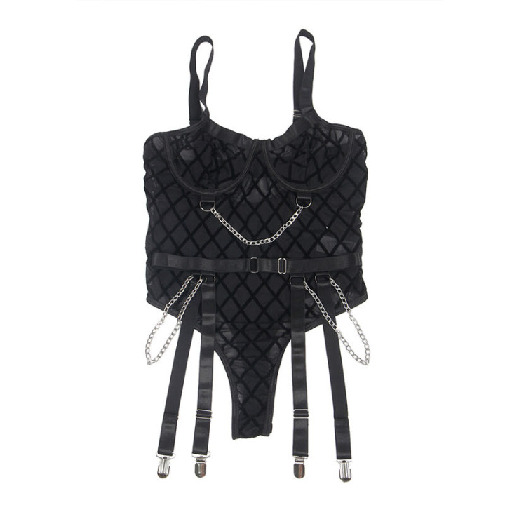 Subblime - 9542277 Body Avec Chaînes + Porte-Jarretelles Noir l/xl