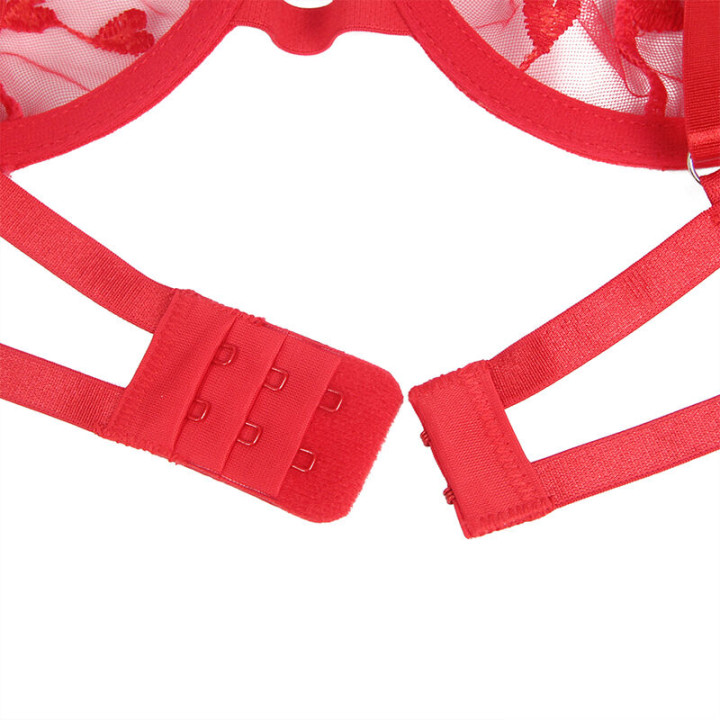 Subblime - 954338 Reggiseno + Perizoma + Cintura Con Stampa a Cuore Rosso l/xl