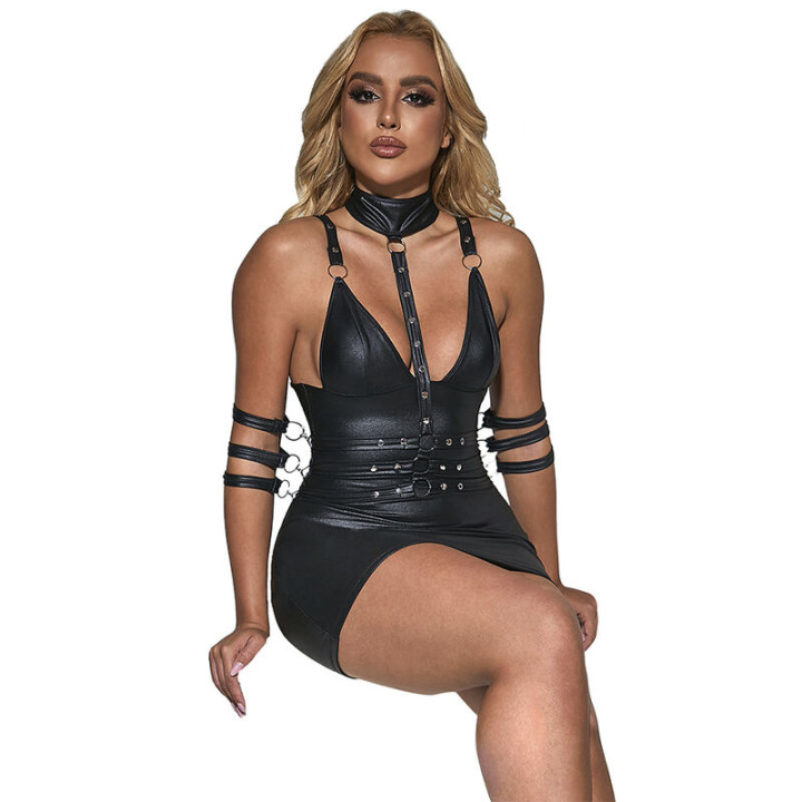 Subblime - 954406 Robe Bondage en Cuir Noir s/m