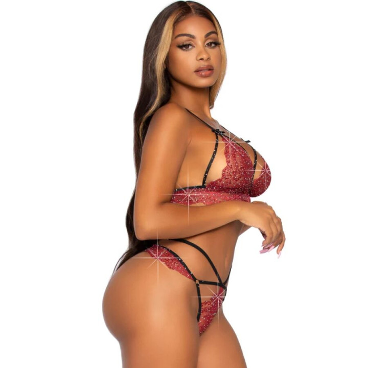 Leg Avenue - 81623 Ensemble Soutien-Gorge + String Bordeaux Taille l