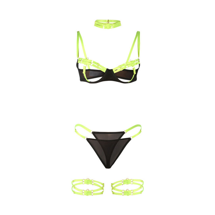 Subblime - 955274 Conjunto de Sutiã Com Colar e Detalhes Nas Pernas Verde Fluorescente s/m