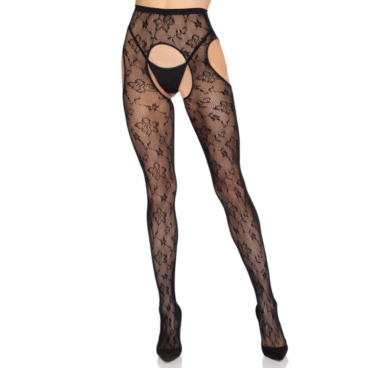 Leg Avenue - 1967 Collants Résille Bloom Noirs - Taille Unique