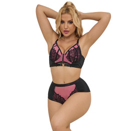 Subblime - 955571 Rosa Lackleder Mesh Zipper bh-Set s/m