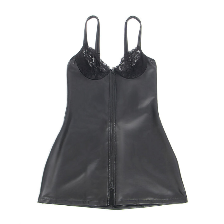 Subblime - 957568 Robe Zippée en Cuir Noir s/m