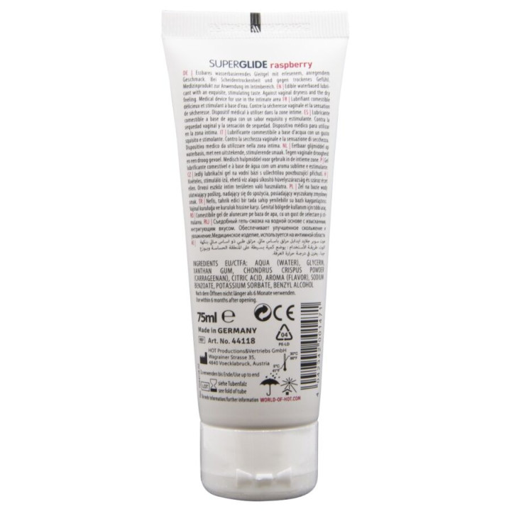 Hot - Superglide Lubrifiant Comestible à Base d'Eau Framboise 75 ml