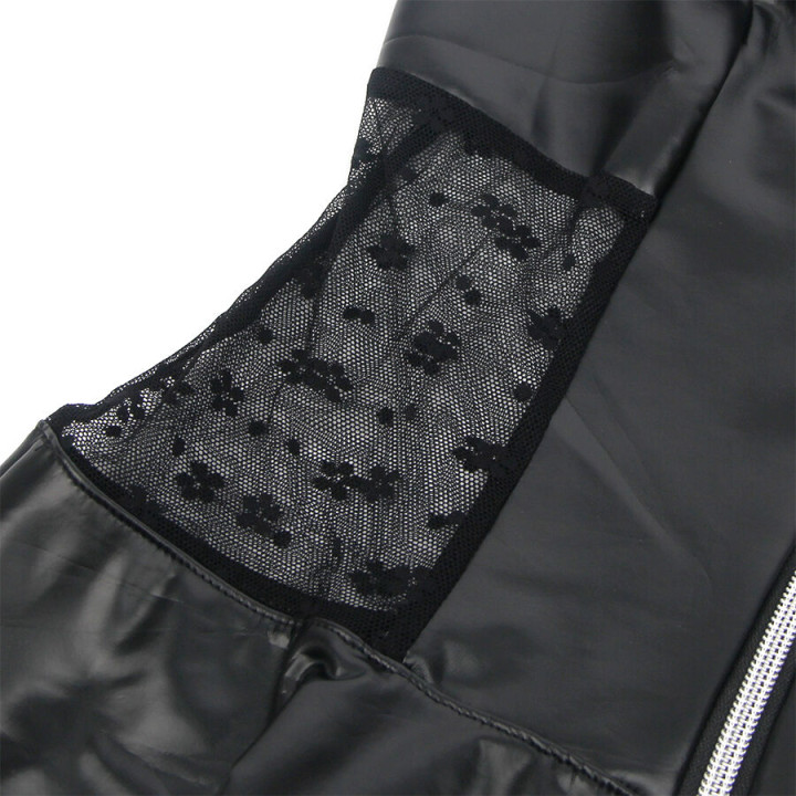 Subblime - 957711 Lace Zipper Leather Dress Black l/xl