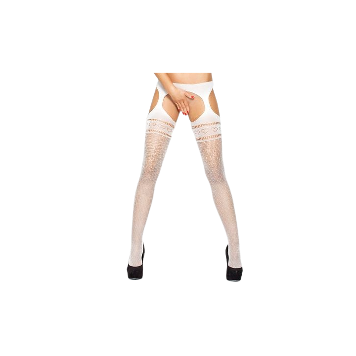 Passion - Strumpfhosen Mit Strumpfband Bs002 Weiss