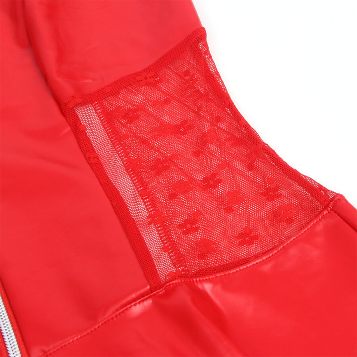 Subblime - 957735 Robe en Cuir à Fermeture Éclair en Dentelle Rouge l/xl