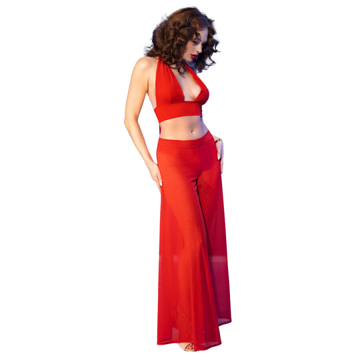 Chilirose - cr 4857 Red Top And Pants Set Size m