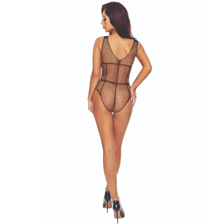 Passion - Bs114 Black Grid Bodystocking