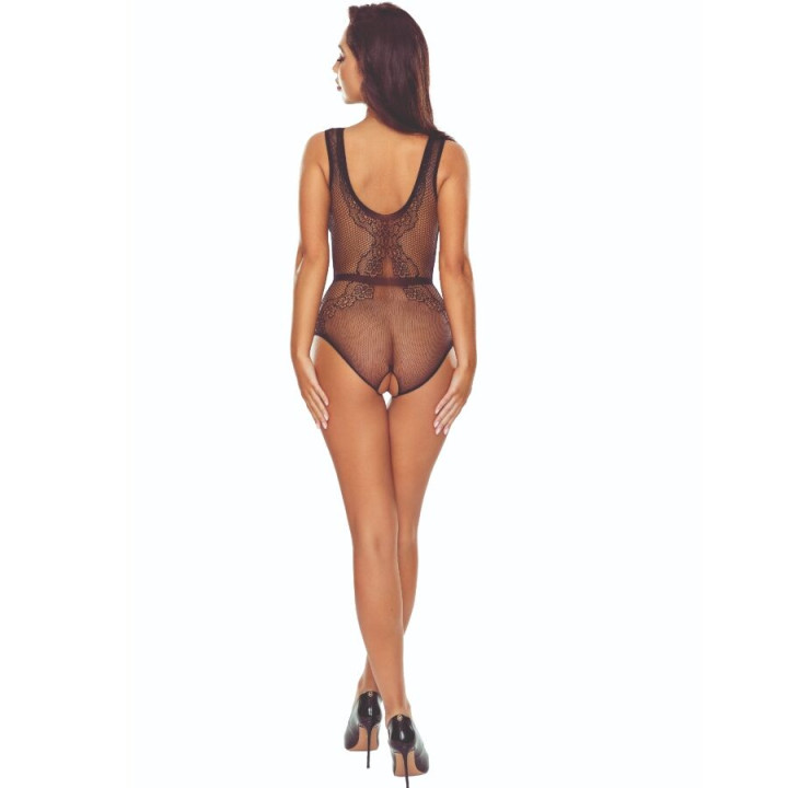Passion - Bs115 Black Grid Bodystocking